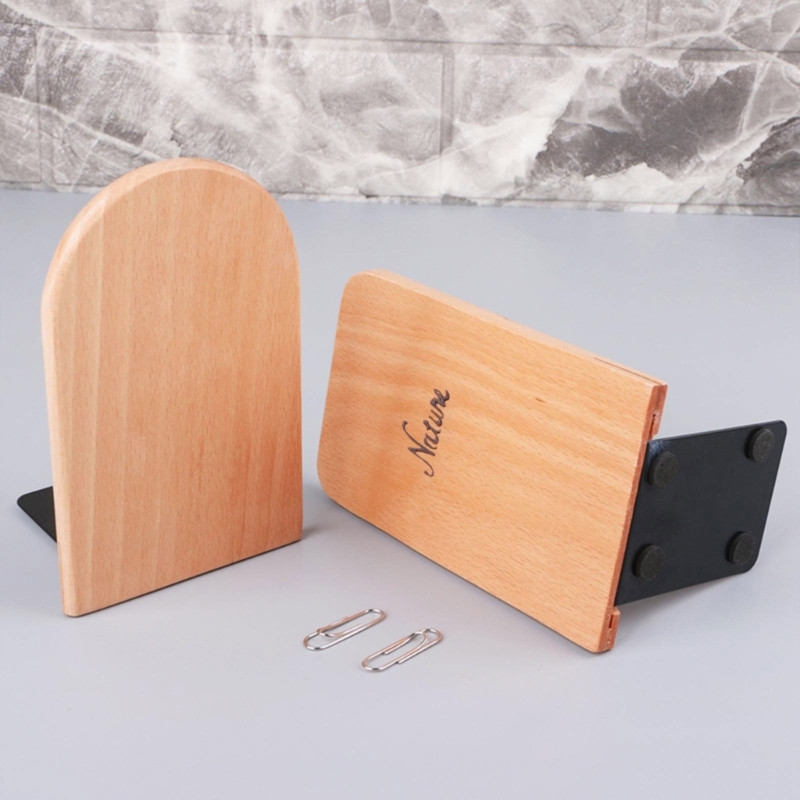 Nature Wooden Desktop Organizer Desktop Office Home Könyvtartók Csúszásgátló könyv véget ér