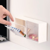 Átlátszó fali polc Fürdőszoba rendszerező Konyhai szekrény rendező Otthoni kütyük Ékszerek Műanyag dobozok Vatta törlőkendők Smink tok