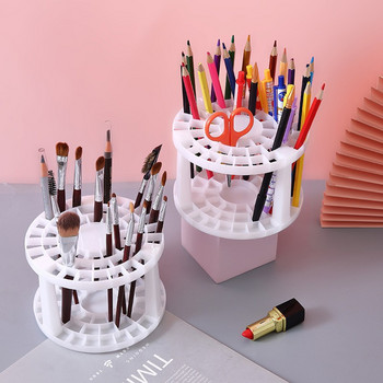 Обикновен държач за писалка с множество решетки Съхранение на четка за грим за момичета Поставка за довършване на бои за изкуство Пластмасова поставка за довършване на работния плот на студенти