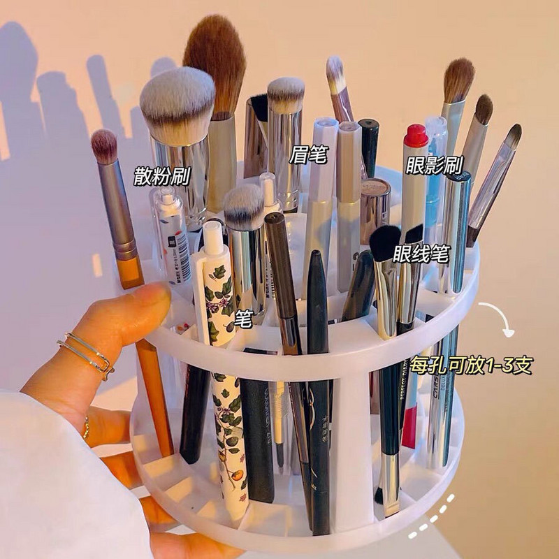 Jednoduchý držiak na perá s viacerými mriežkami, dievčenský držiak na štetce na make-up, stojan na umelecké farby, plastový stojan na dokončovanie pracovnej plochy pre študentov