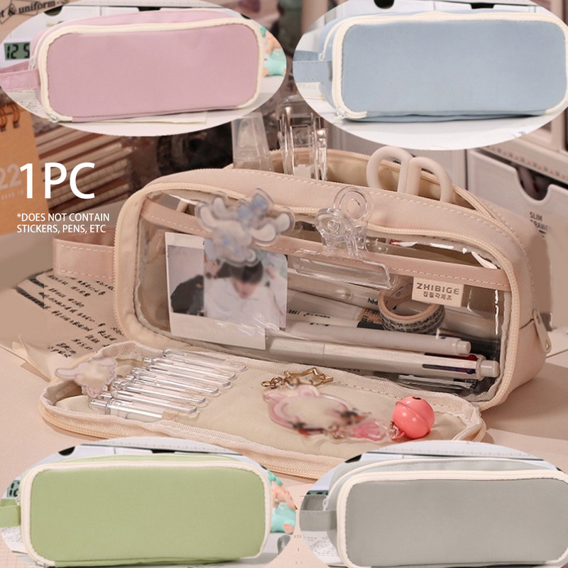 Organizator de papetărie de mare capacitate Suport pentru creioane Cadou drăguț școală Husă de depozitare pentru birou Geanta creion Fermoar Genți pentru stilouri solide