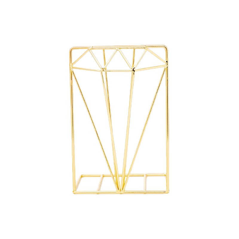 Suport de cărți metalic creativ în formă de diamant pentru organizator de birou, 1 buc. PXPA