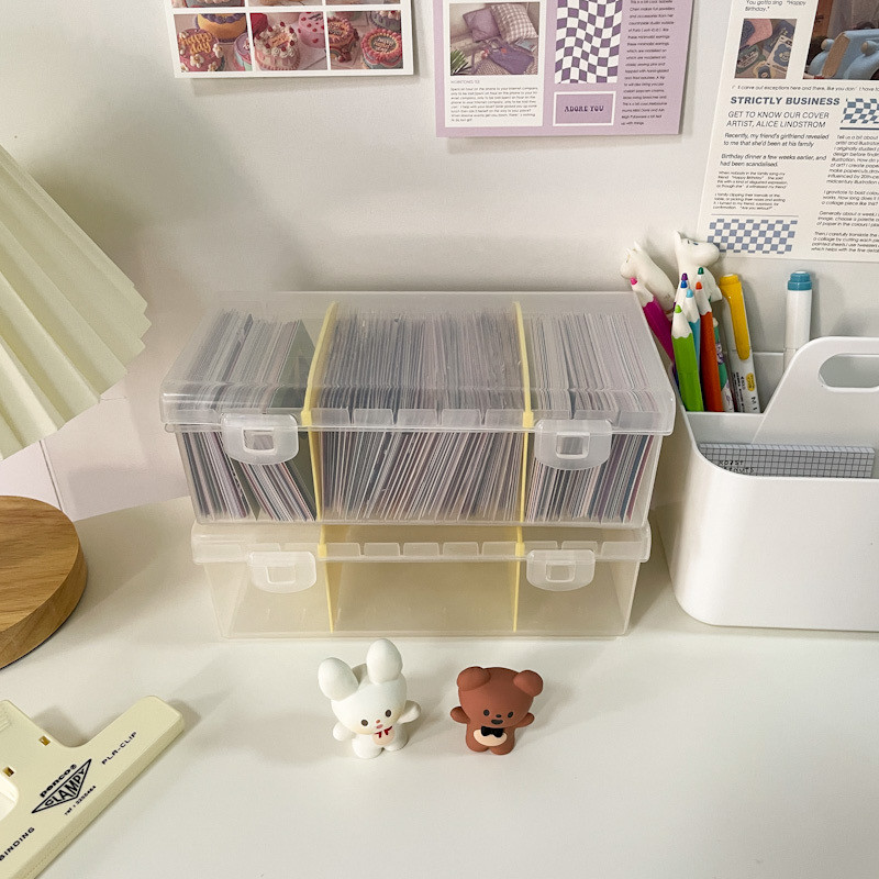 Sharkbang PP Kutija za pohranu Prozirni stolni organizator Veliki kapacitet Prilagodba Razglednice Naljepnice Kutija Držač potpaketa Pribor
