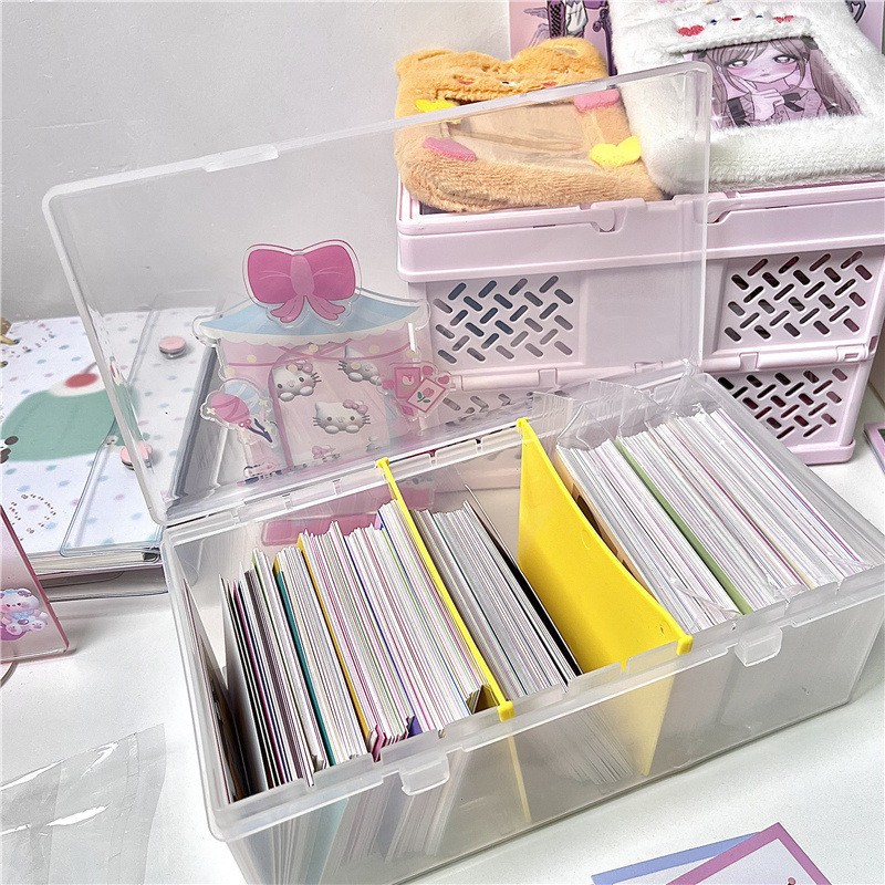 Sharkbang PP Kutija za pohranu Prozirni stolni organizator Veliki kapacitet Prilagodba Razglednice Naljepnice Kutija Držač potpaketa Pribor