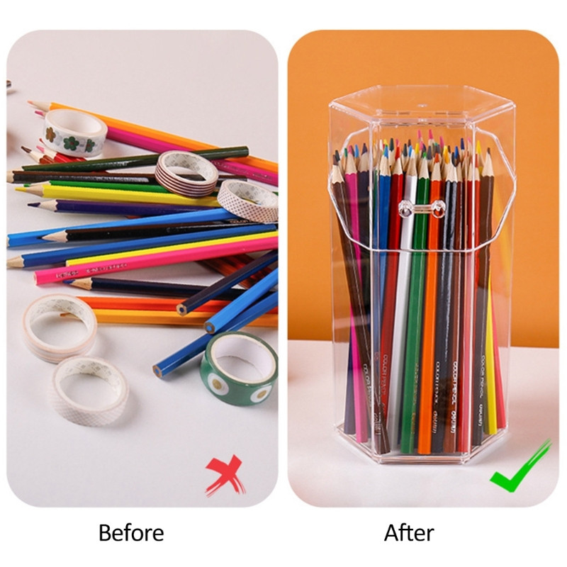 Organizator de birou Suport stilou transparent Cutie Suport stilou Coș de depozitare pentru articole de papetărie