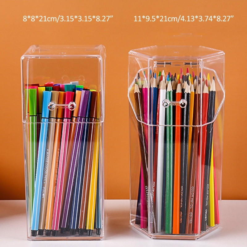 Organizator de birou Suport stilou transparent Cutie Suport stilou Coș de depozitare pentru articole de papetărie
