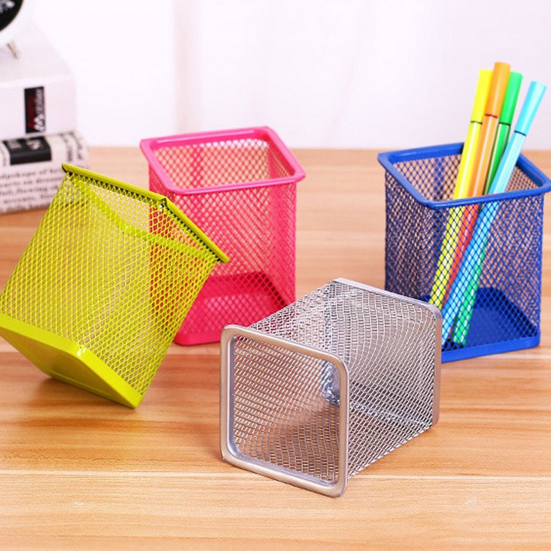 Višenamjenski držač za olovke Okrugla/kvadratna pohrana za olovke Uredska/školska pohrana držača za olovke Kutija za pohranu Organizator papira Mrežasta posuda za olovke