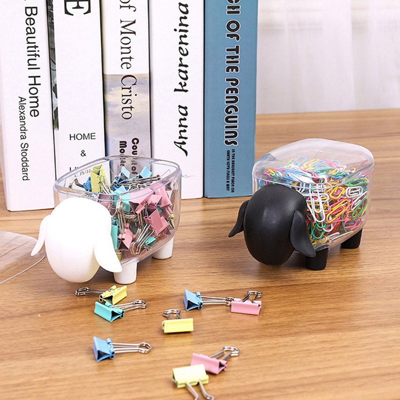 Prozirna kutija za pohranu u obliku ljupke ovce, plastični štapić s vatom, organizator uredskog pribora, ukras za radnu površinu