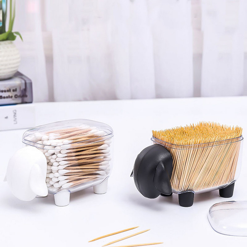 Prozirna kutija za pohranu u obliku ljupke ovce, plastični štapić s vatom, organizator uredskog pribora, ukras za radnu površinu