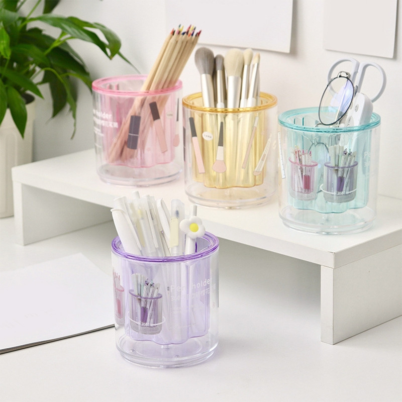 Višenamjenski stolni držač za olovke Plastično kućište Rotirajući stolni organizator za 360°