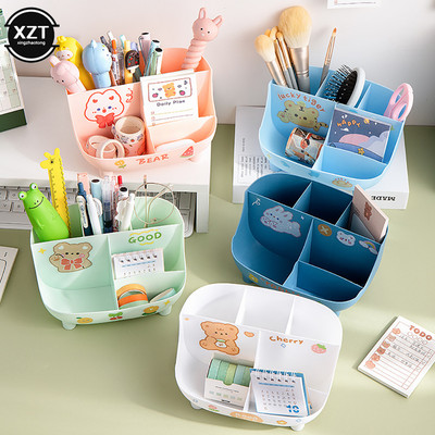 Creative Cute 6 Grid Desktop Large Capacity Pen Rack Мултифункционален офис настолен рафт за съхранение на канцеларски материали