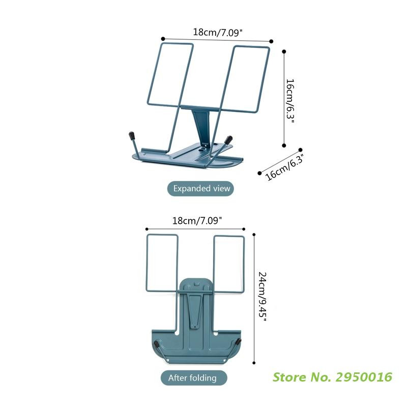 Állítható asztali könyvállvány Összehajtható szakácskönyvtartó Hordozható könyvtartó csúszásmentes lapkapcsok vastag könyvekhez, tankönyv receptekhez