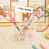 Cutie de depozitare transparentă Suport acrilic pentru stilou Multifuncțional de birou Organizator perie de machiaj Suport stilou Birou Rechizite de birou pentru școală