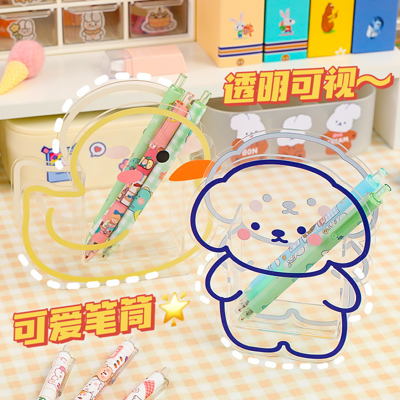 Cutie de depozitare transparentă Suport acrilic pentru stilou Multifuncțional de birou Organizator perie de machiaj Suport stilou Birou Rechizite de birou pentru școală