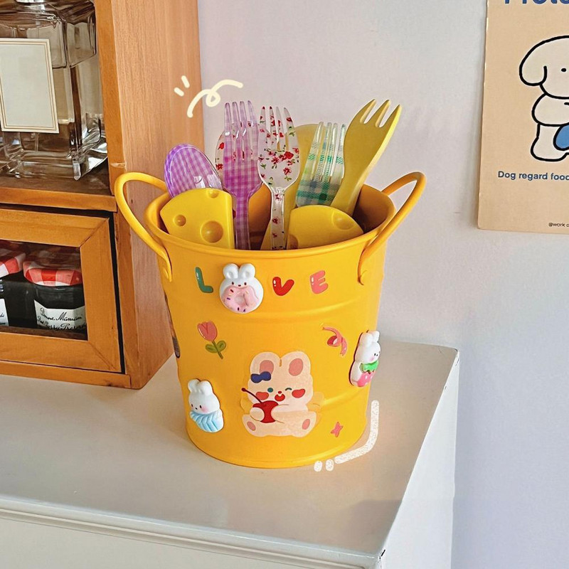 1kom/1 set držača za olovke, izdržljiva stolna kanta za pohranu, organizator za olovke s kompletom naljepnica, jednobojni držač četkica za šminku