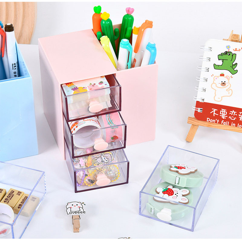 Cutie de depozitare transparentă pentru birou în stil Ins Tip sertar pentru papetărie student Suport stilou Birou Suport stilou multifuncțional Cutie organizatoare