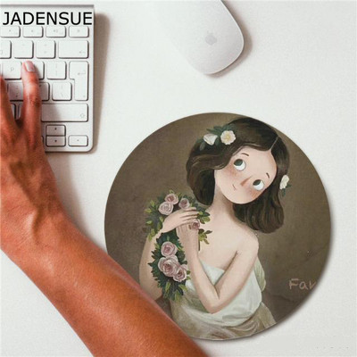 Slatke podloge za stol Podloga za miš Okrugla Van Gogh Podloga za stol Uljena slika Lik Djevojka Računalo Biser Uredsko računalo Laptop Podloga za miš 20 cm