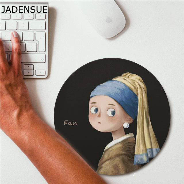Slatke podloge za stol Podloga za miš Okrugla Van Gogh Podloga za stol Uljena slika Lik Djevojka Računalo Biser Uredsko računalo Laptop Podloga za miš 20 cm
