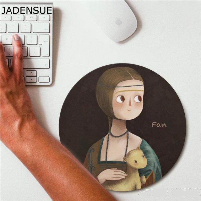 Slatke podloge za stol Podloga za miš Okrugla Van Gogh Podloga za stol Uljena slika Lik Djevojka Računalo Biser Uredsko računalo Laptop Podloga za miš 20 cm