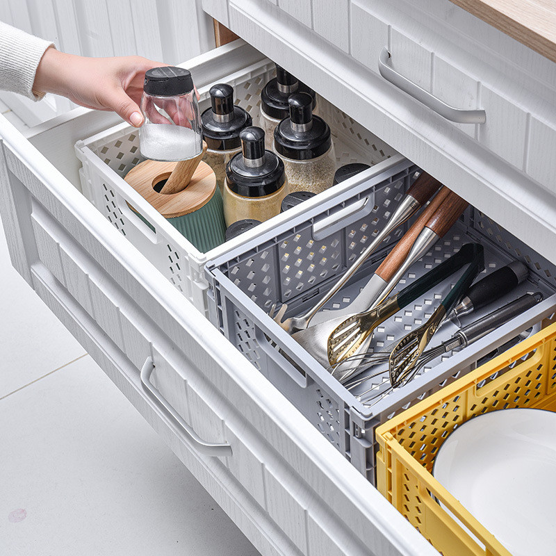 Plastikinis sulankstomas krepšelis Rašomasis stalas Sandėliavimas Tvarkymo spintelė Spintelė Stalčių tvarkyklės dėžutė „Pasidaryk pats“ darbalaukio raštinės reikmenų laikymo krepšelis