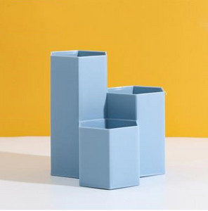 Suport pentru stilou hexagonal nou multifuncțional PP, organizator de birou pentru birou, cu 3 compartimente, articole de papetărie, cutie de finisare pentru cosmetice