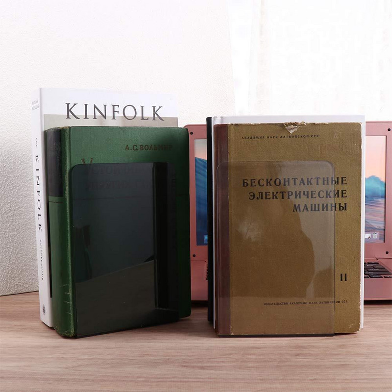 Творческа акрилна стойка за книги L-образна прозрачна книгоразделител Настолен органайзер Многофункционална лавица за книги Офис аксесоари