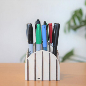 Държач за молив Отличен многократно използваем издръжлив дървен арт деко държач за писалка Поставка за канцеларски материали Контейнер за съхранение на химикалки Калъф за молив
