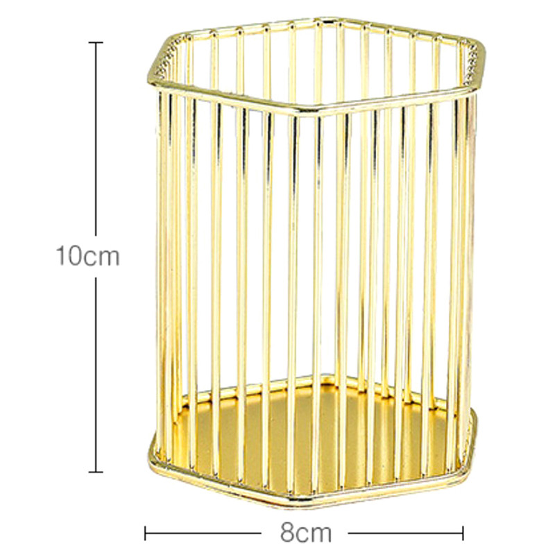 Suport stilou de birou Carcasă de depozitare pentru școală de birou, cutie de metal, aur, roz, aur, pentru birou, pentru creion, pentru decorarea casei, depozitare machiaj