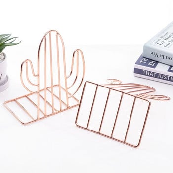 2 ΤΕΜ/Ζεύγος Creative Cactus Shaped Metal Bookends Βιβλίο Υποστήριξη Βάση Επιτραπέζιο Organizer Θήκη αποθήκευσης Ράφι Drop Ship