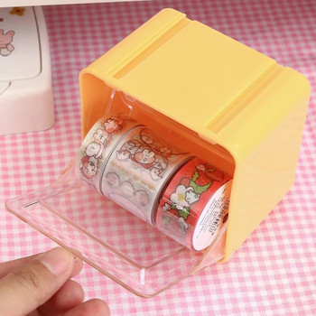 Mini Hand Ledger Tape Storage Box Visible Desktop Storage Box Φορητή διαφανής σχολική θήκη για χαρτικά