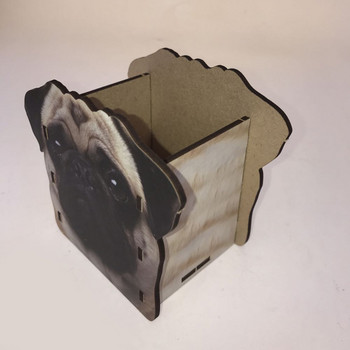 Мултифункционален Направи си сам Държач за писалка Симулация Куче Ученици Сладки настолни дървени аксесоари Канцеларски материали Бъчви Кутия за съхранение