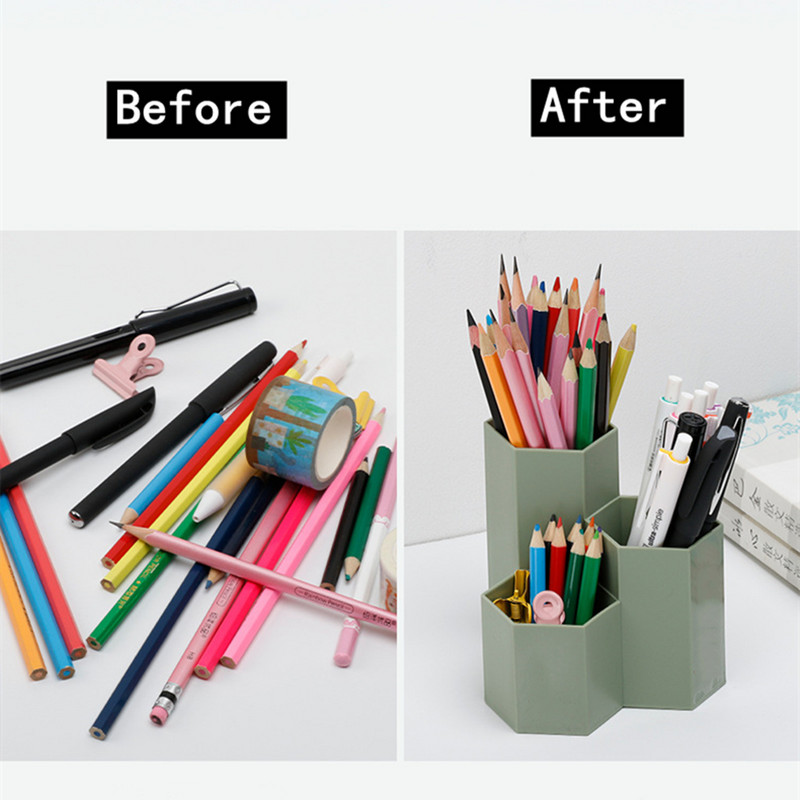 Hatszögletű toll ceruzatartó irodai asztali konténer sminkecset tároló doboz tok sminktartó