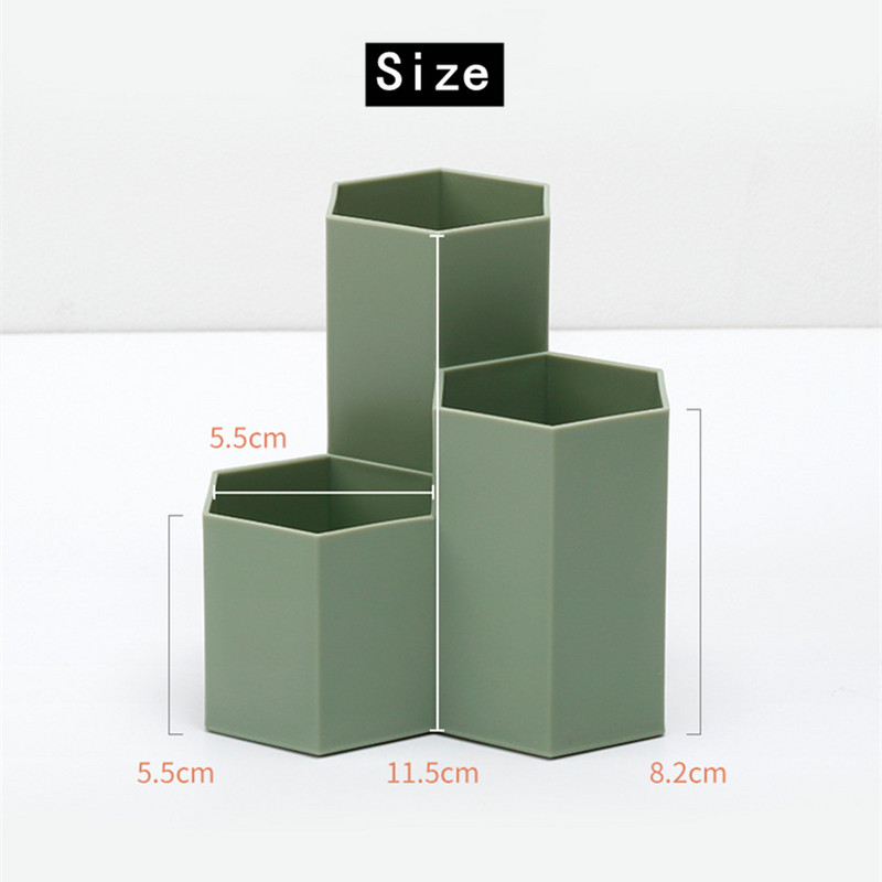 Hatszögletű toll ceruzatartó irodai asztali konténer sminkecset tároló doboz tok sminktartó