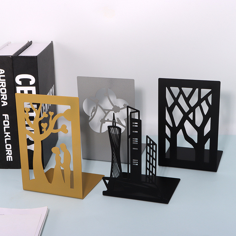 1 vnt. stilingi aukščiausios kokybės metaliniai knygų stovai, kūrybingi, tuščiaviduriai meniniai knygų stovai, kūrybingi dovanų neslystantys knygų laikikliai