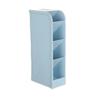 Kviečių šiaudų daugiafunkcis 4 tinklelių stalinis rašiklio laikiklis Biuro mokyklinis laikymo dėklas Skaidrus 4 spalvų dėžutės pieštukų dažų laikiklis