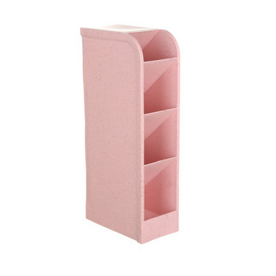 Kviečių šiaudų daugiafunkcis 4 tinklelių stalinis rašiklio laikiklis Biuro mokyklinis laikymo dėklas Skaidrus 4 spalvų dėžutės pieštukų dažų laikiklis