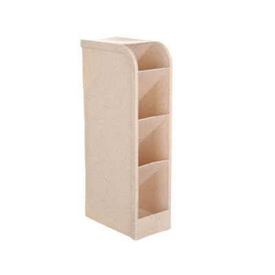 Kviečių šiaudų daugiafunkcis 4 tinklelių stalinis rašiklio laikiklis Biuro mokyklinis laikymo dėklas Skaidrus 4 spalvų dėžutės pieštukų dažų laikiklis