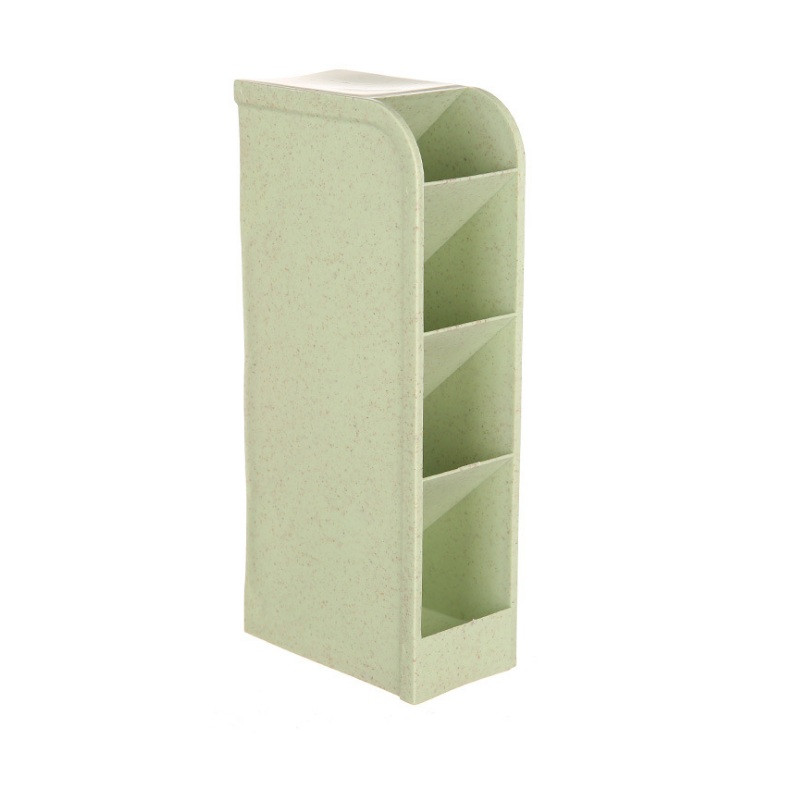 Kviečių šiaudų daugiafunkcis 4 tinklelių stalinis rašiklio laikiklis Biuro mokyklinis laikymo dėklas Skaidrus 4 spalvų dėžutės pieštukų dažų laikiklis