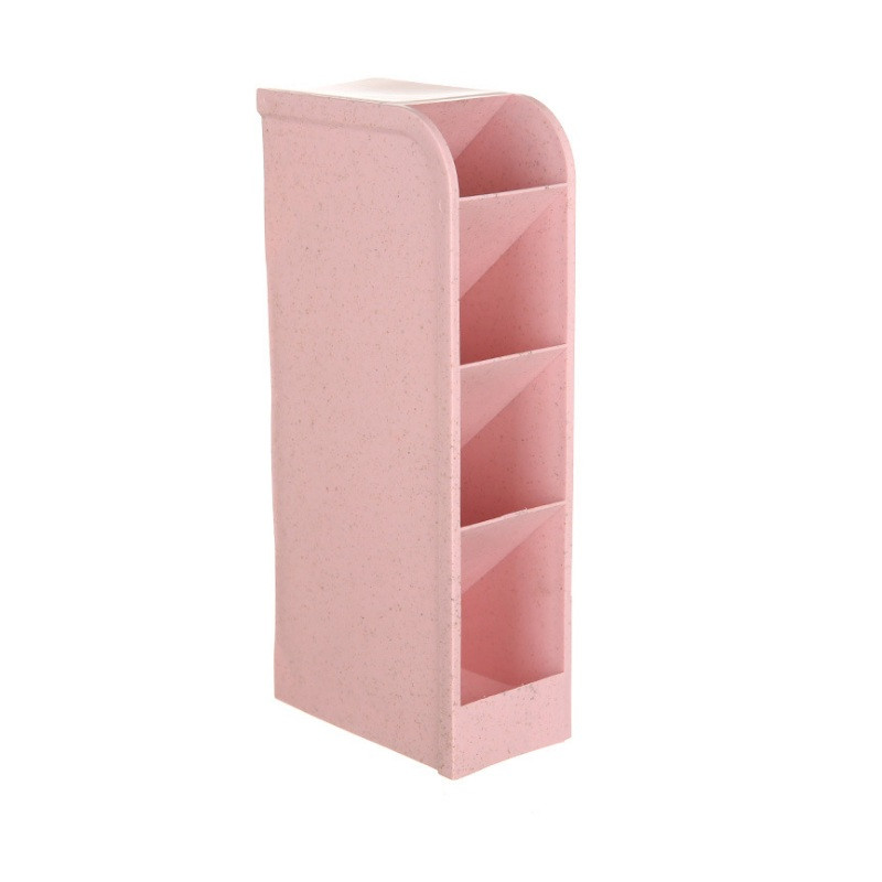 Kviečių šiaudų daugiafunkcis 4 tinklelių stalinis rašiklio laikiklis Biuro mokyklinis laikymo dėklas Skaidrus 4 spalvų dėžutės pieštukų dažų laikiklis