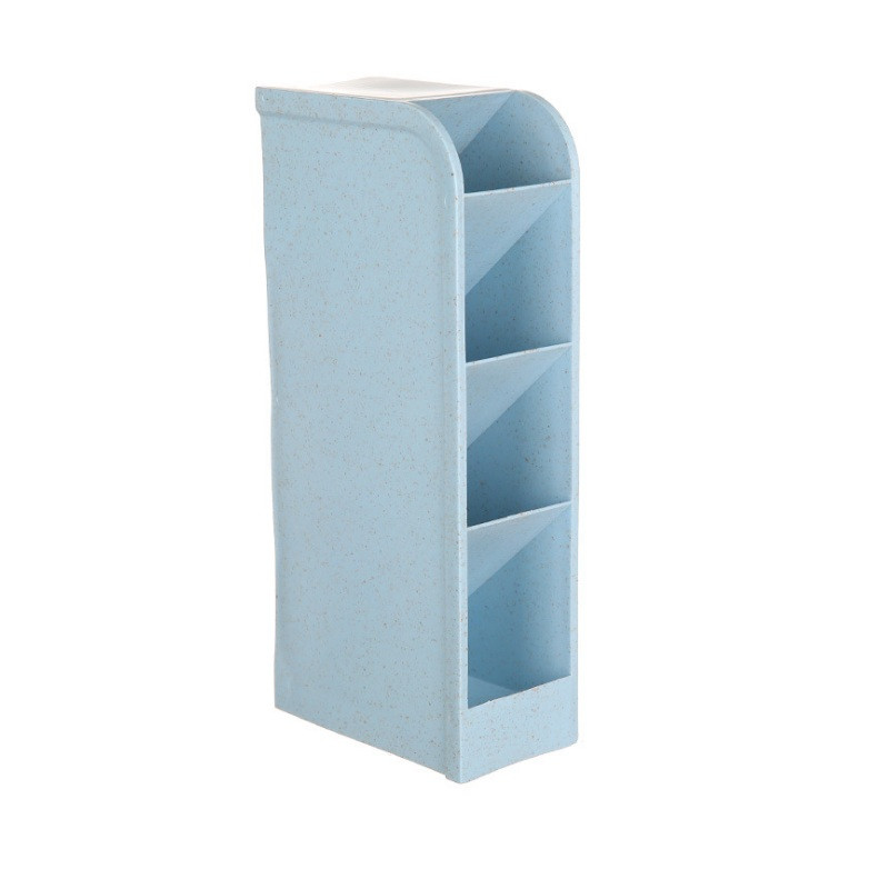 Kviečių šiaudų daugiafunkcis 4 tinklelių stalinis rašiklio laikiklis Biuro mokyklinis laikymo dėklas Skaidrus 4 spalvų dėžutės pieštukų dažų laikiklis