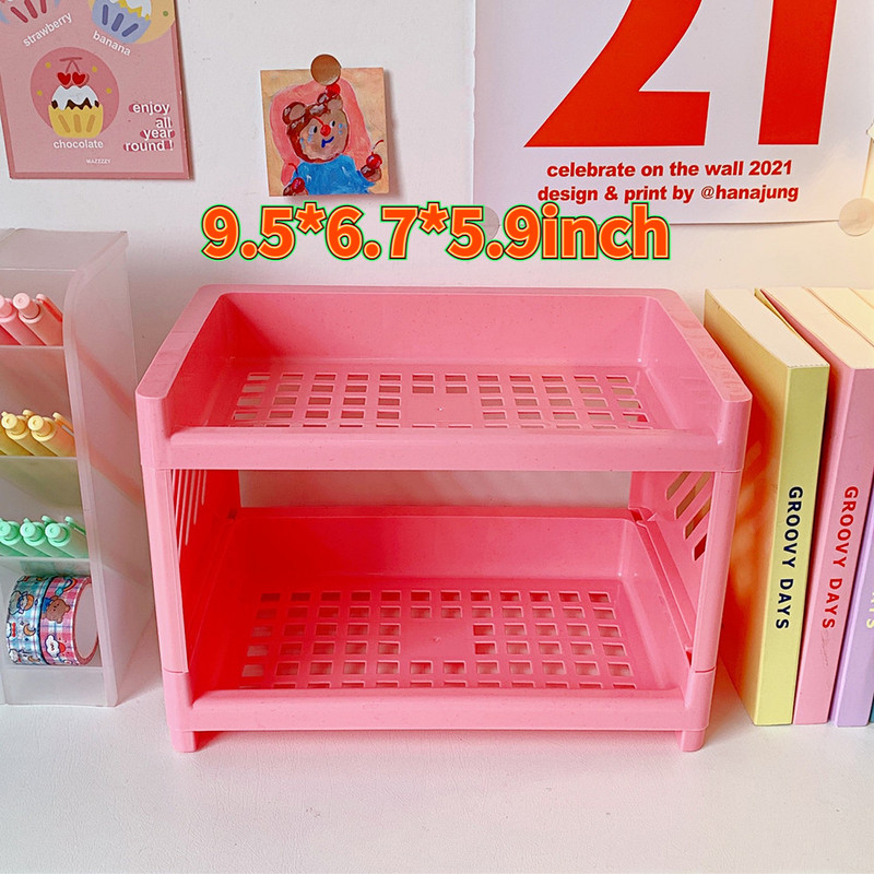 Raft de depozitare de birou cu două straturi Organizator de machiaj pliabil Organizator de birou cosmetice pentru baie pentru bucătărie