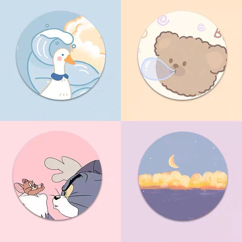 Podloga za miša Kawaii Okrugla Celestial mekana podloga za igrice Kapa za računala Podloga za stolne podloge Neklizajuća Rubbe PC Vodootporna podloga za uredski miš 22 cm