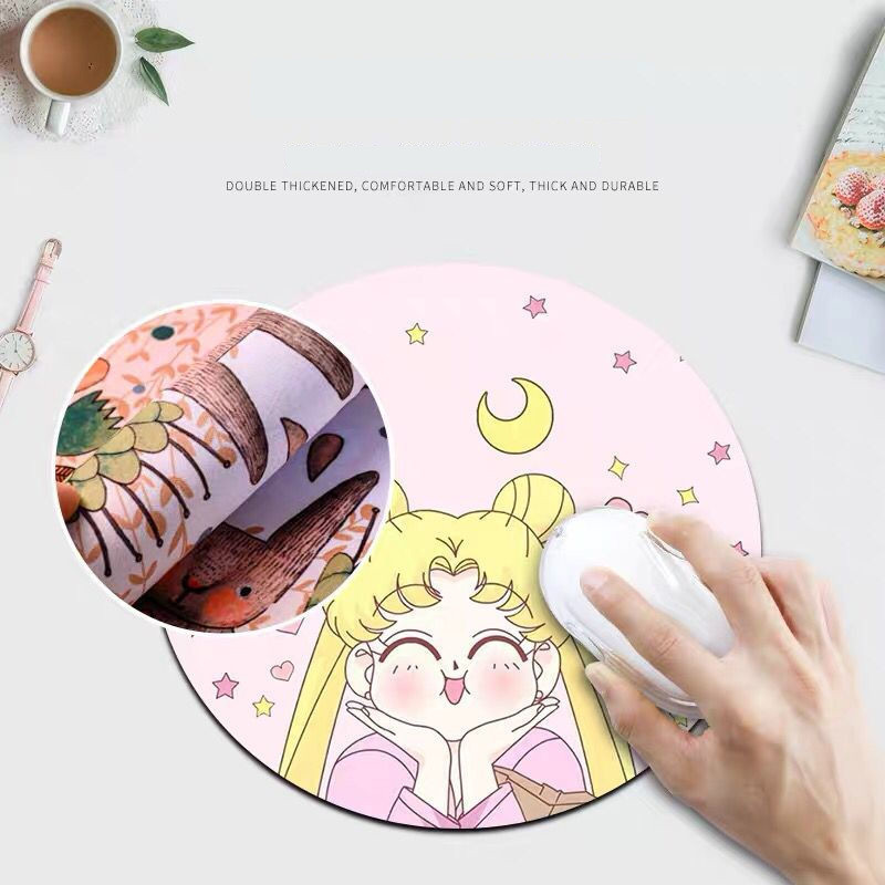 Podloga za miša Kawaii Okrugla Celestial mekana podloga za igrice Kapa za računala Podloga za stolne podloge Neklizajuća Rubbe PC Vodootporna podloga za uredski miš 22 cm