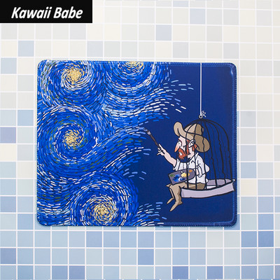 Lovely Kawaii aranyos egérpad Van Gogh íróasztal nagy szőnyeg alátét vízálló irodai lakberendezési csésze szőnyeg csúszásgátló lány fiús szoba
