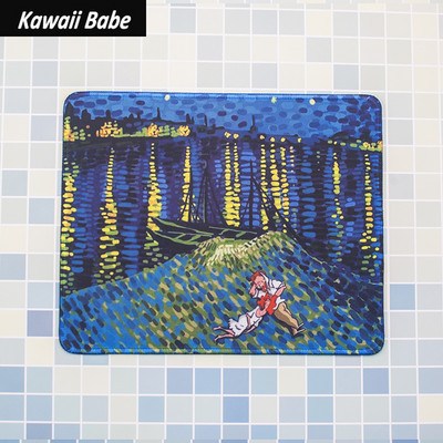 Prekrasna kawaii slatka podloga za miša Van Gogh Veliki podlošci za stol Vodootporni uredski ukrasi za dom Podloga za šalice Protuklizna soba za djevojčice i dječake