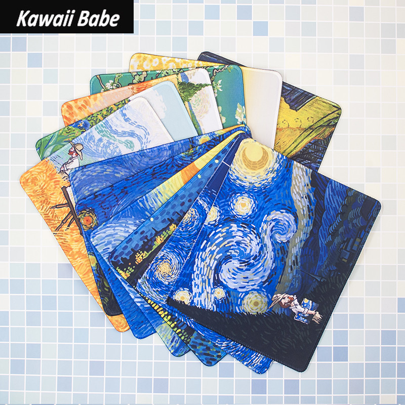 Prekrasna kawaii slatka podloga za miša Van Gogh Veliki podlošci za stol Vodootporni uredski ukrasi za dom Podloga za šalice Protuklizna soba za djevojčice i dječake