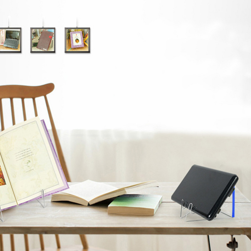 Könyvállvány Összehajtható olvasótartó Diákok rozsdamentes acél talp Könyvtartók Tárolás Állítható szögű dokumentum Multifunkciós