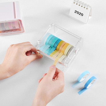 Издръжлив дневник Washi Tipe Dispensor Държач за ножове Прозрачен Washi Tape Deck за съхранение Органайзер Офис консумативи