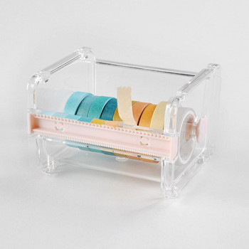 Ανθεκτικό περιοδικό Washi Tape Dispensor Δοχείο κοπής Διαφανές Washi Tape Storage Deck Organizer Αναλώσιμα γραφείου
