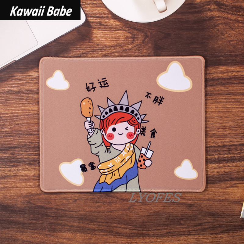 Mouse Pad Deskpad 21*26cm Kawaii Pad Gaming Wrinting Cute Desk Mats Office Home PC Computer Keyboard Protector girl paintings